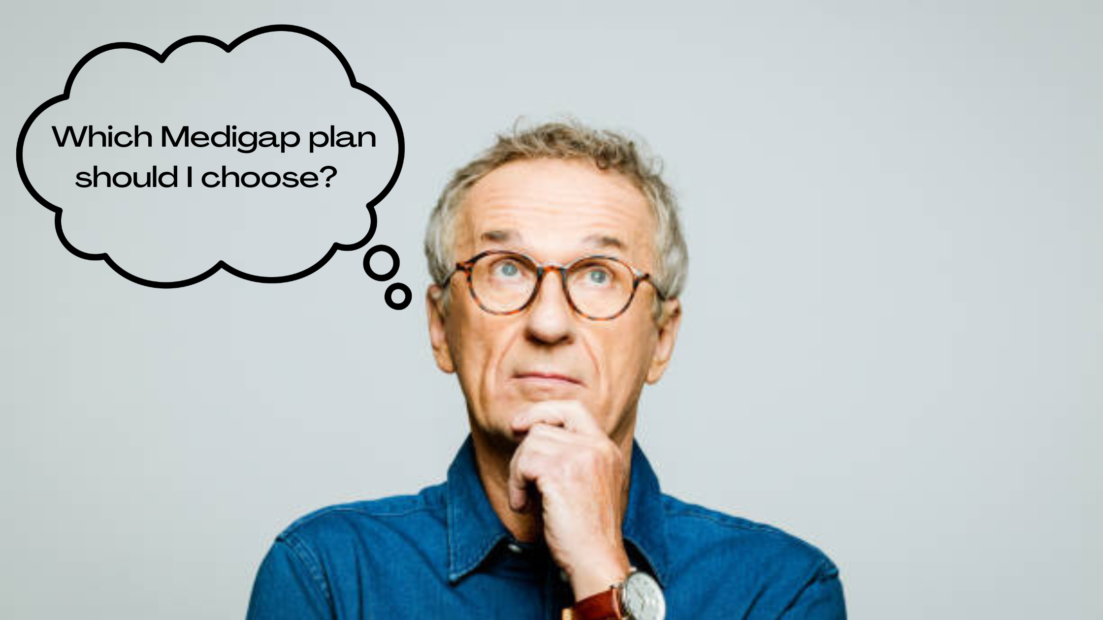 senior man pondering "which medigap plan should i choose" stock photo