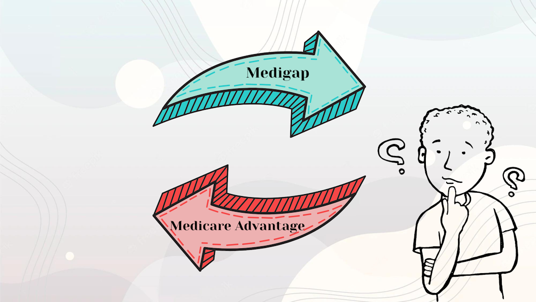 Medigap and Medicare Advantage arrows stock image