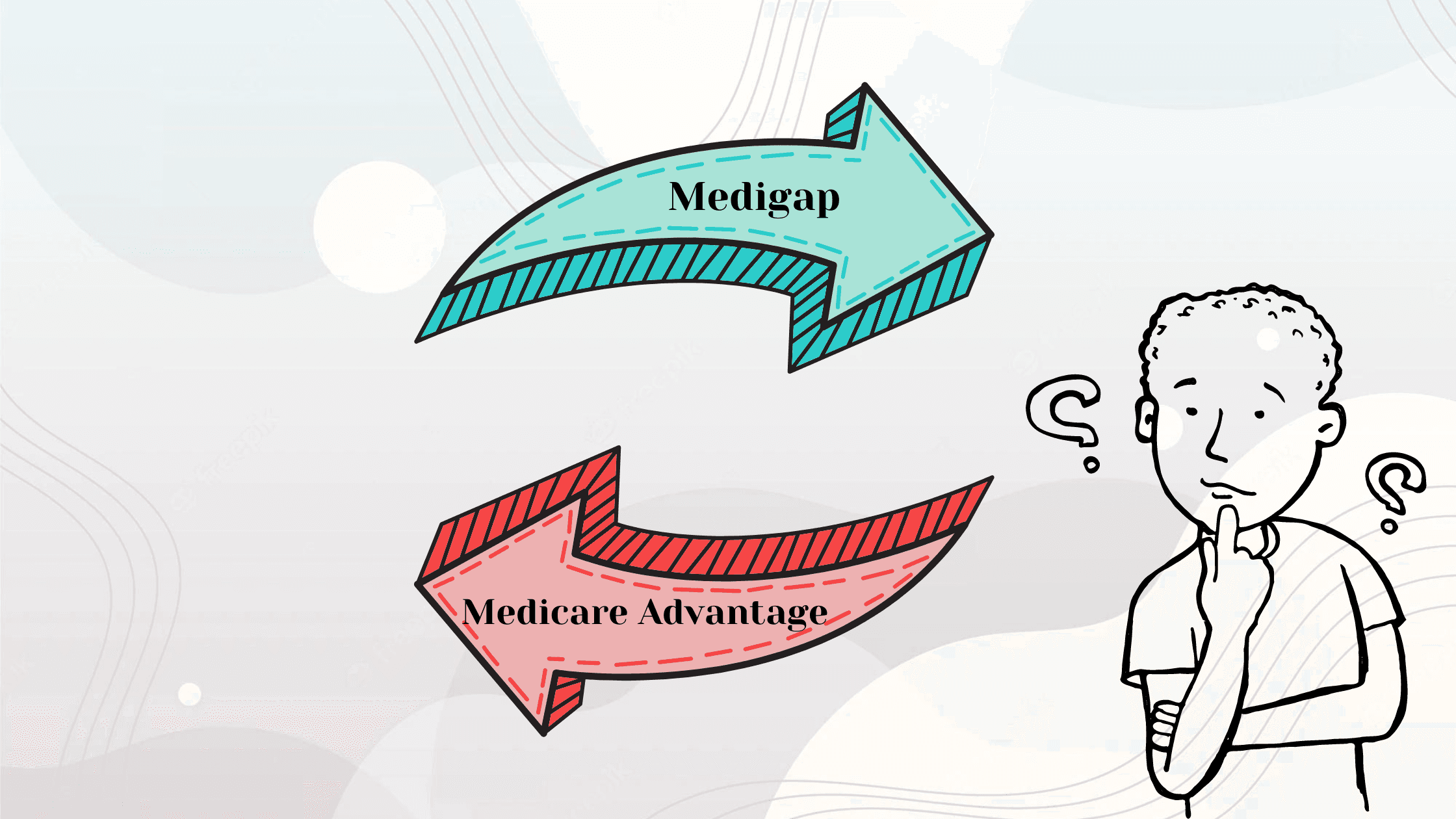 Medigap and Medicare Advantage arrows stock image