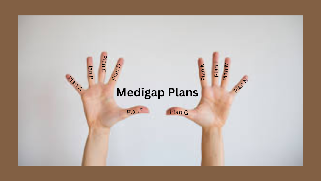 Medigap plan letters on outstretched fingers stock image