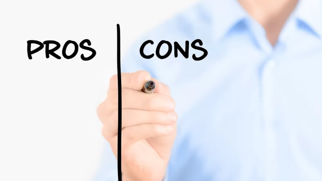 pros and cons stock image